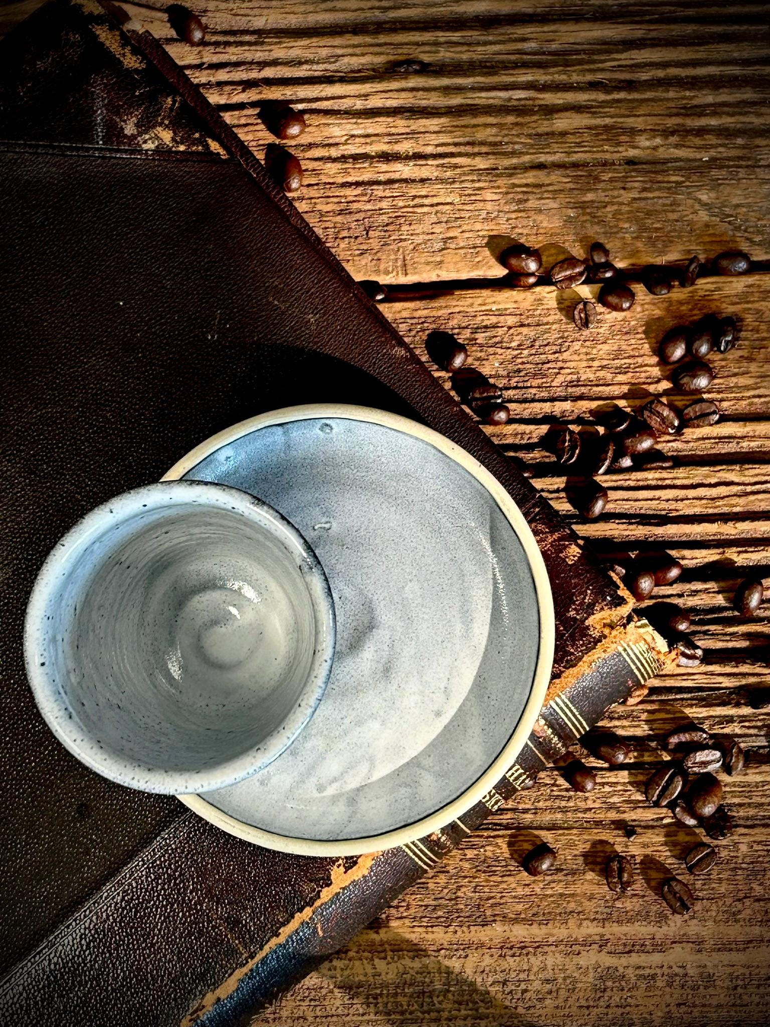 Handmade 4 oz Espresso Cup | Linen Gray Tall Artisan Ceramic Demitasse | Stoneware Cortado Cup | Handmade Espresso Lover Gift