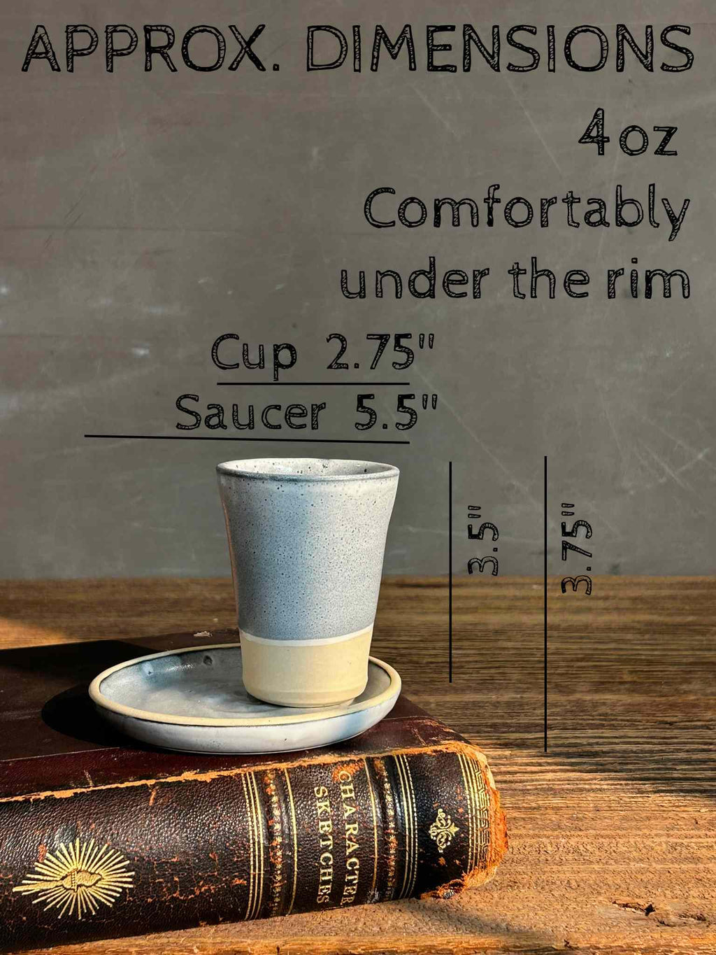 Handmade 4 oz Espresso Cup | Linen Gray Tall Artisan Ceramic Demitasse | Stoneware Cortado Cup | Handmade Espresso Lover Gift