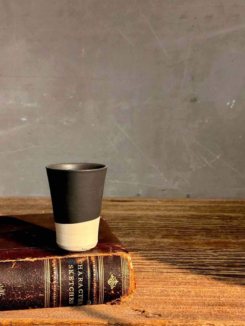 Handmade 4 oz Espresso Cup | Blackstone Tall Artisan Ceramic Demitasse | Stoneware Cortado Cup | Handmade Espresso Lover Gift