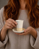 Handmade 4 oz Espresso Cup | White Dove Tall Artisan Ceramic Demitasse | Stoneware Cortado Cup | Handmade Espresso Lover Gift