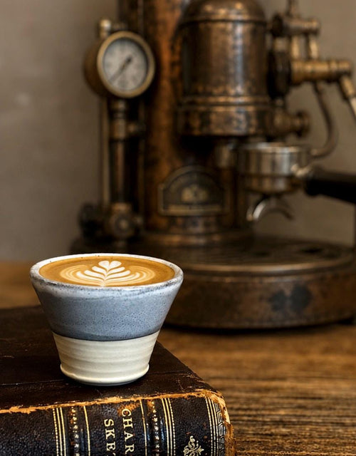 Handmade 4 oz Espresso Cup | Linen Gray Wide Artisan Ceramic Demitasse | Stoneware Cortado Cup | Handmade Espresso Lover Gift