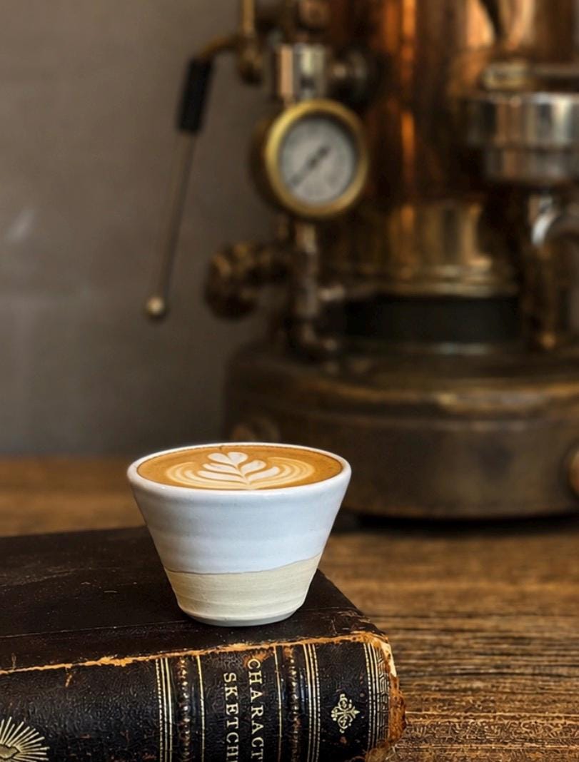 Handmade 4 oz Espresso Cup | White Dove Wide Artisan Ceramic Demitasse | Stoneware Cortado Cup | Handmade Espresso Lover Gift