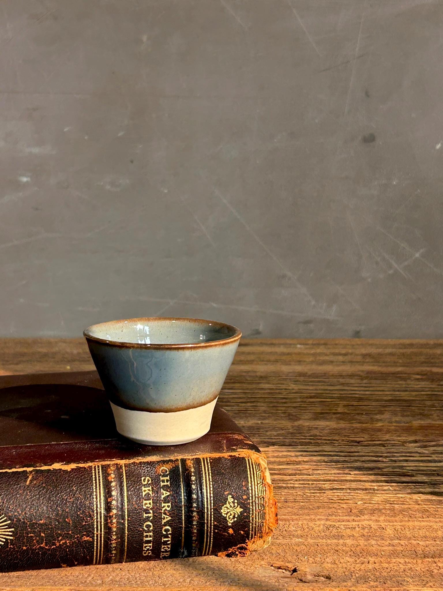 Handmade 4 oz Espresso Cup | Riverdrift Wide Artisan Ceramic Demitasse | Stoneware Cortado Cup | Handmade Espresso Lover Gift