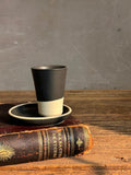 Handmade 4 oz Espresso Cup SET | Cup& Saucer | Blackstone Tall Ceramic Demitasse SET | Stoneware Cortado Cup | Handmade Espresso Lover Gift