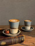 Handmade 4 oz Espresso Cup SET | Cup& Saucer | Riverdrfit Tall Ceramic Demitasse SET | Stoneware Cortado Cup | Handmade Espresso Lover Gift