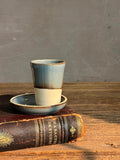 Handmade 4 oz Espresso Cup SET | Cup& Saucer | Riverdrfit Tall Ceramic Demitasse SET | Stoneware Cortado Cup | Handmade Espresso Lover Gift