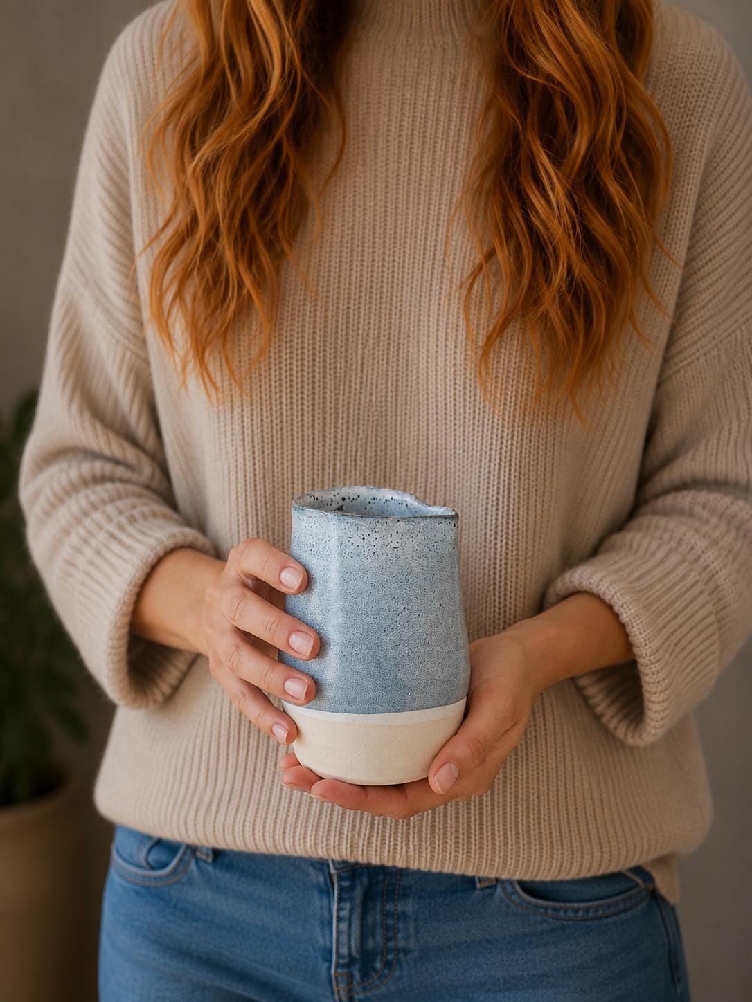 Handmade Ceramic Creamer Pitcher | Linen Gray Artisan Stoneware Milk & Syrup Pitcher | Modern Pottery Creamer | Coffee Bar Decor