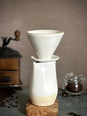 Handmade Ceramic Creamer Pitcher | White Dove Artisan Stoneware Milk & Syrup Pitcher | Modern Pottery Creamer | Coffee Bar Decor