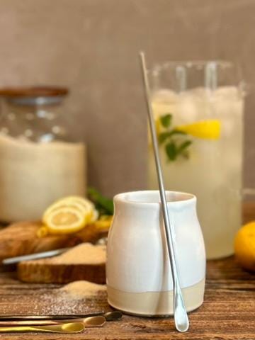 Handmade Ceramic Tumbler | White Dove Bell Stoneware Drinking Glass | Pottery Whiskey Tumbler | Lemonade | Tea | Juice