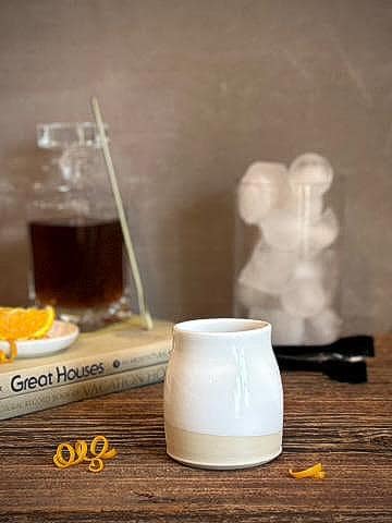 Handmade Ceramic Tumbler | White Dove Bell Stoneware Drinking Glass | Pottery Whiskey Tumbler | Lemonade | Tea | Juice