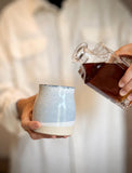 Handmade Ceramic Tumbler | Linen Gray Bell Stoneware Drinking Glass | Pottery Whiskey Tumbler | Lemonade | Tea | Juice