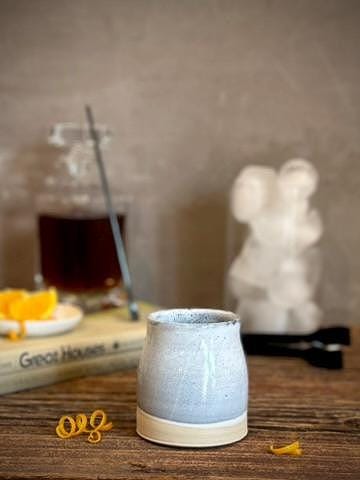Handmade Ceramic Tumbler | Linen Gray Bell Stoneware Drinking Glass | Pottery Whiskey Tumbler | Lemonade | Tea | Juice