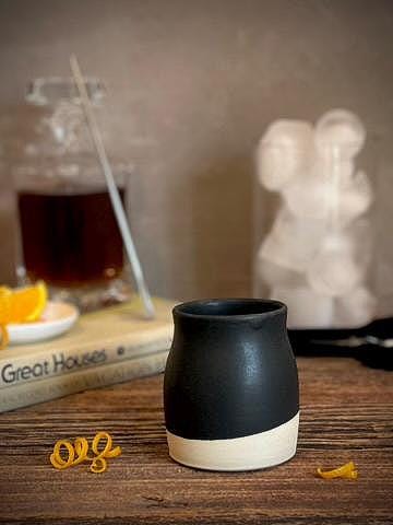 Handmade Ceramic Tumbler | Blackstone Bell Stoneware Drinking Glass | Pottery Whiskey Tumbler | Tea | Lemonade | Juice