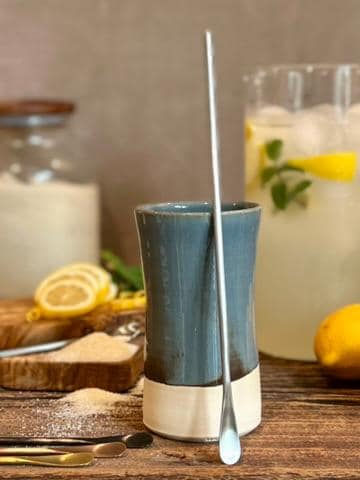Handmade Ceramic Tumbler | Riverdrift Tall Stoneware Drinking Glass | Artisan Pottery Cup | Lemonade | Tea | Juice | Bath