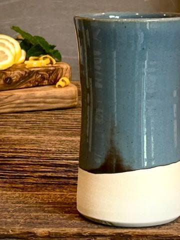 Handmade Ceramic Tumbler | Riverdrift Tall Stoneware Drinking Glass | Artisan Pottery Cup | Lemonade | Tea | Juice | Bath