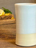 Handmade Ceramic Tumbler | White Dove Tall Stoneware Drinking Glass | Artisan Pottery Cup