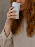 Handmade Ceramic Tumbler | White Dove Tall Stoneware Drinking Glass | Artisan Pottery Cup