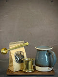 Handmade Loose Leaf Tea Gift Set | Ceramic Bell Mug with Lid, Stainless Steel Infuser, Tea Scoop & Acacia Tray | Riverdrift | GIFT Basket