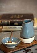 Handmade Stoneware Cream & Sugar SET | Riverdrift Artisan Stoneware Creamer, Sugar Bowl, Spoon and Tray | Pottery Coffee Bar Set