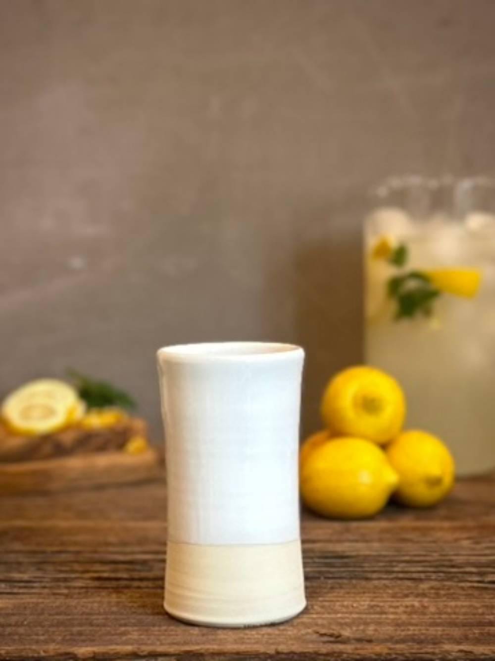 Handmade Ceramic Tumbler | White Dove Tall Stoneware Drinking Glass | Artisan Pottery Cup
