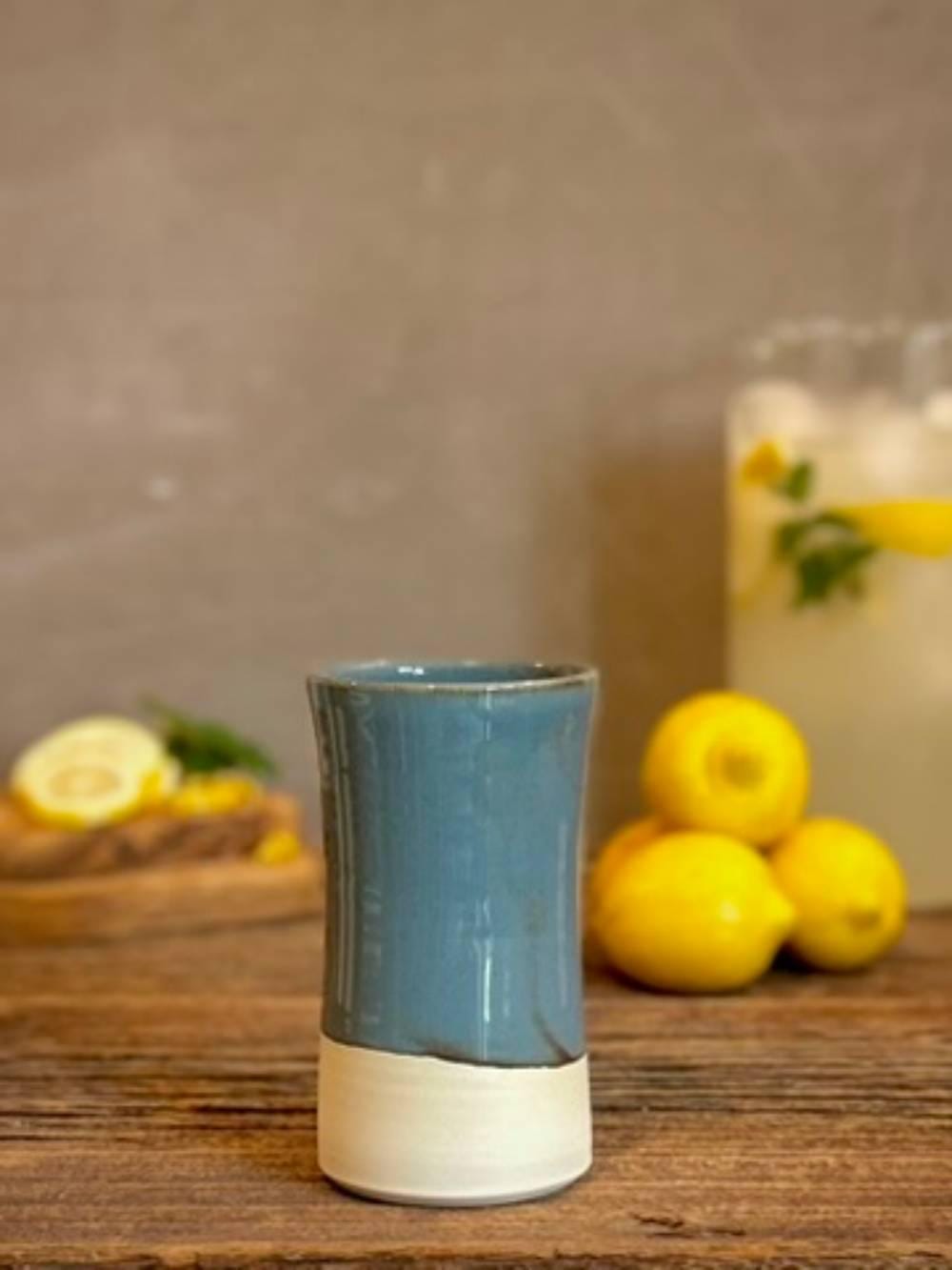 Handmade Ceramic Tumbler | Riverdrift Tall Stoneware Drinking Glass | Artisan Pottery Cup | Lemonade | Tea | Juice | Bath