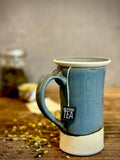 Handmade Ceramic Tall Mug with Multi-Use Lid Set | Riverdrift | Pottery Coffee Cup | Wheel Thrown