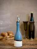 Handmade Ceramic Willow Olive Oil Dispenser | Riverdrift Stoneware Oil Pourer Bottle | Kitchen Counter Decor | Vinegar Cruet