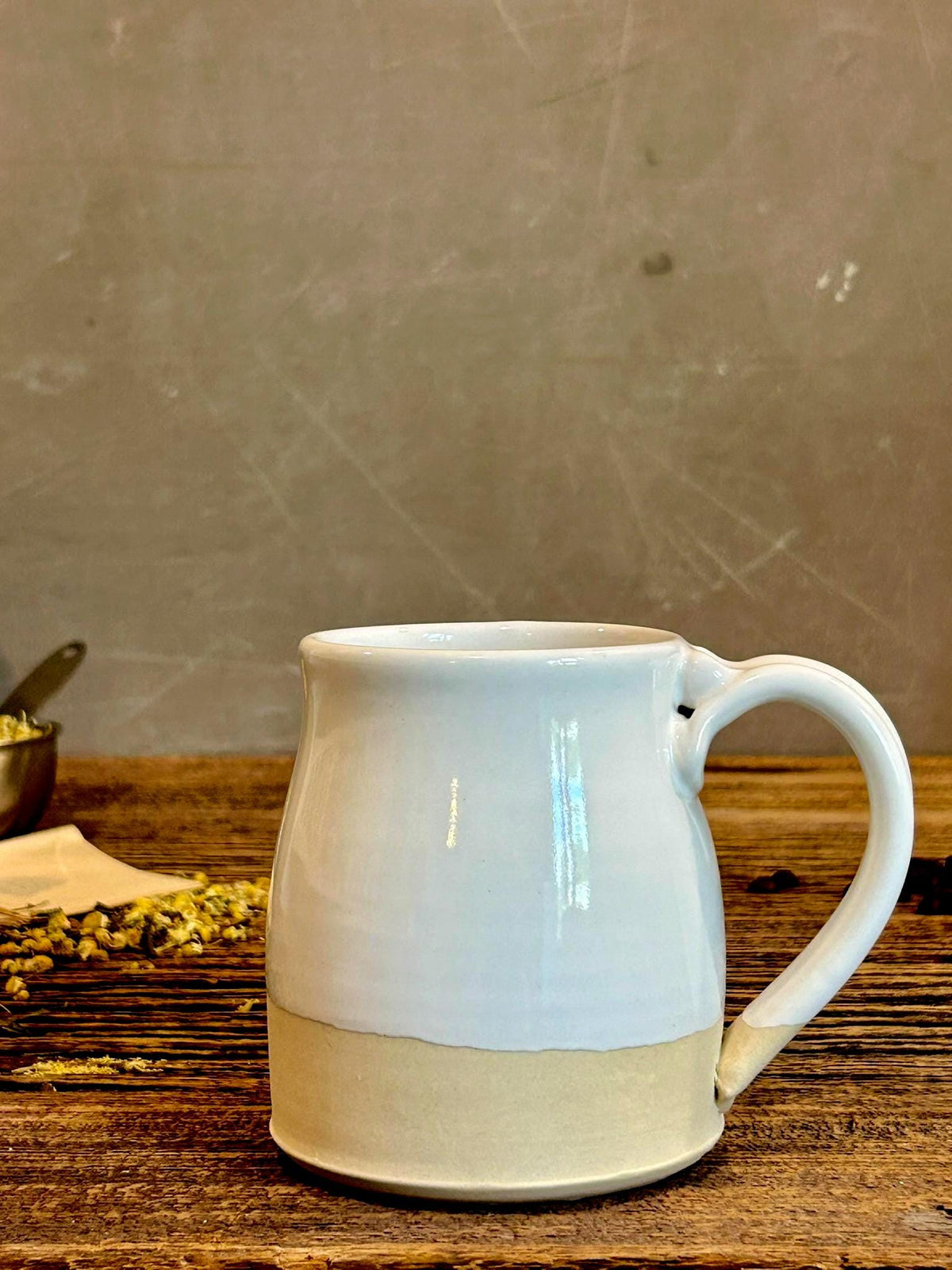 Handmade Stoneware Coffee Mug | White Dove Bell Ceramic Mug | Wheel Thrown Pottery | Farmhouse Coffee Cup | Artisan Gift