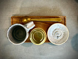 Handmade Loose Leaf Tea Gift Set | Ceramic Tall Mug with Lid, Stainless Steel Infuser, Tea Scoop & Acacia Tray | Linen Gray | Gift Basket