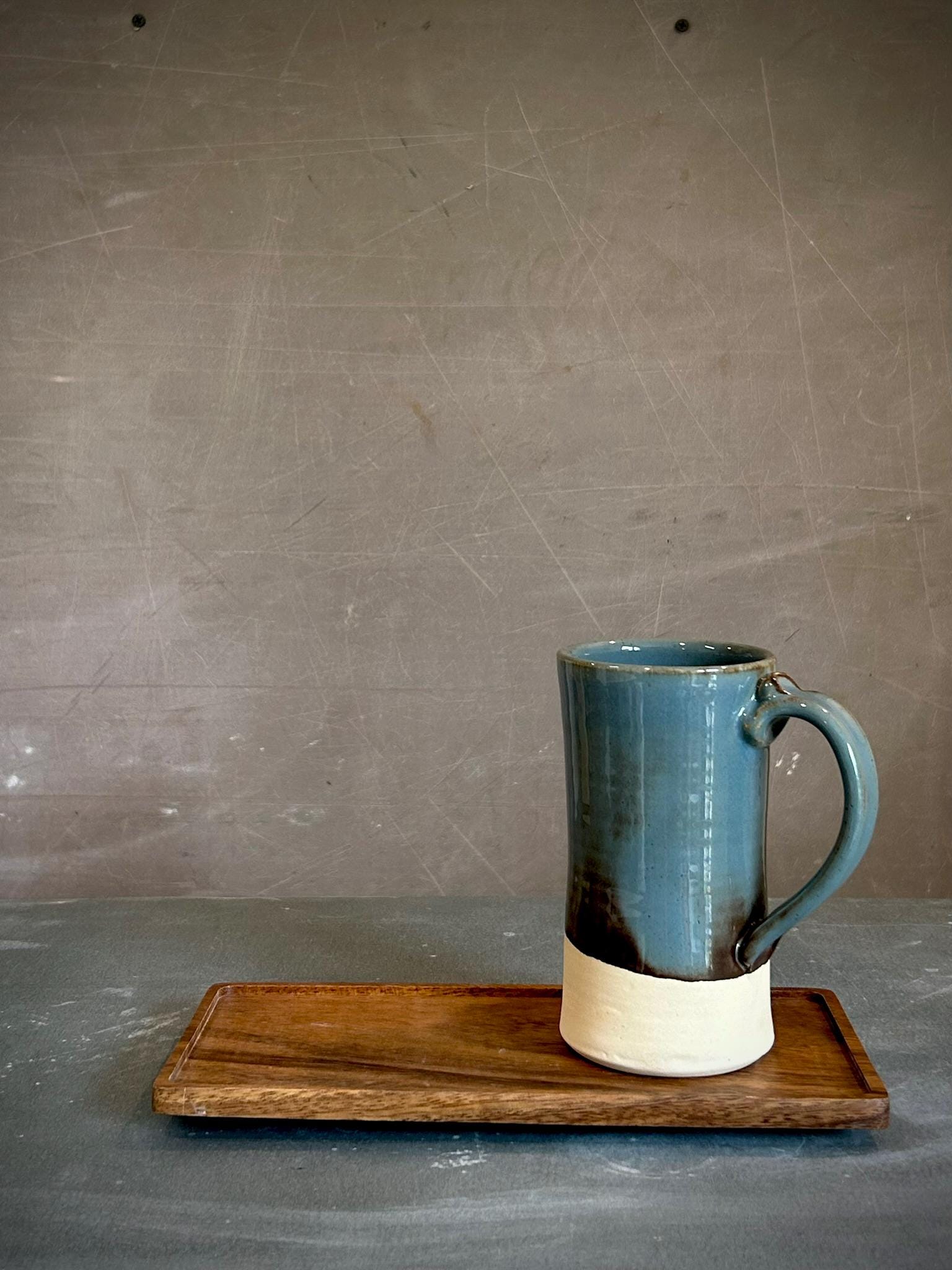 Handmade Stoneware Tall Mug | Riverdrift Blue | Rustic Ceramic Coffee Cup | Wheel Thrown | Artisan Coffee Mug