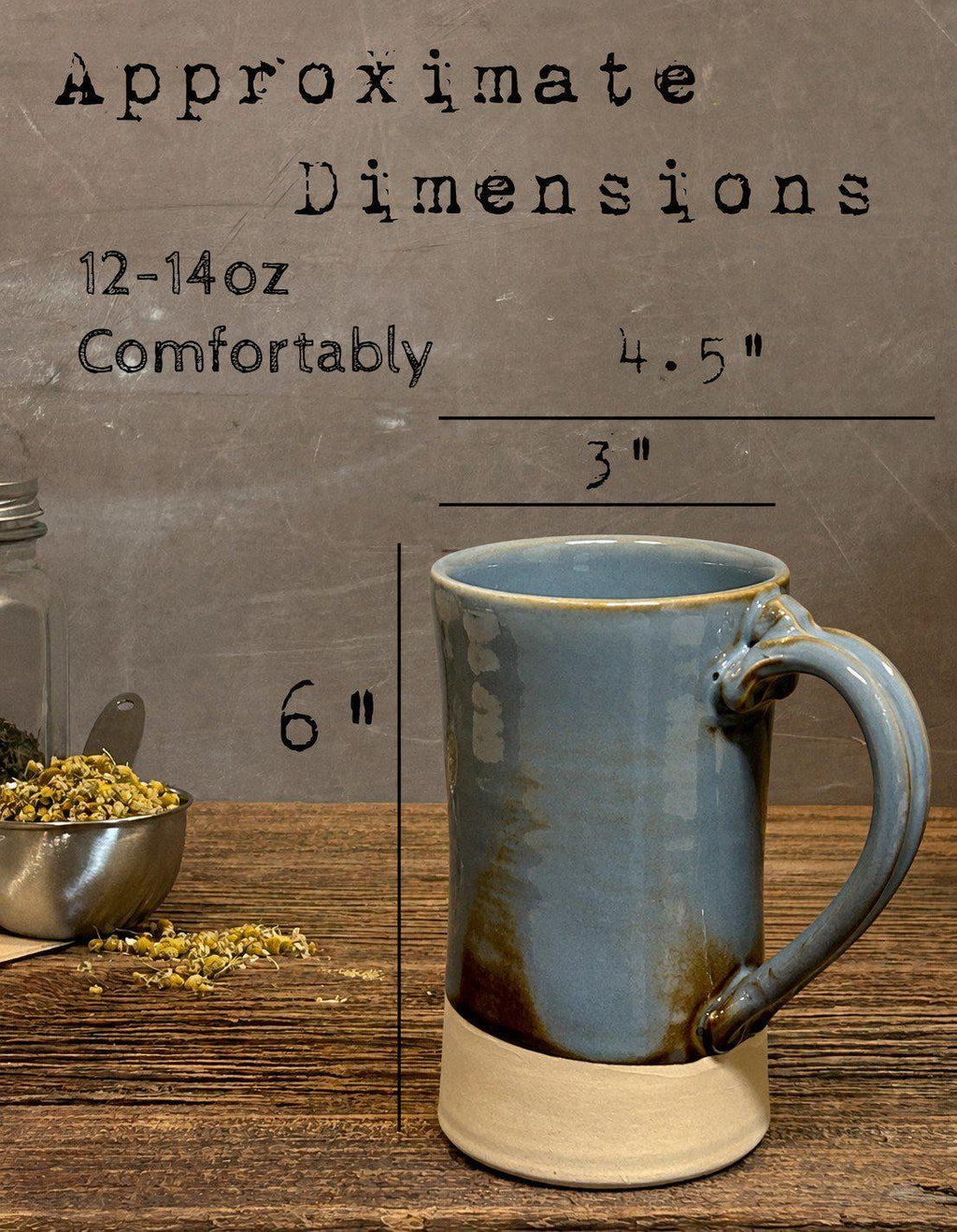 Handmade Stoneware Tall Mug | Riverdrift Blue | Rustic Ceramic Coffee Cup | Wheel Thrown | Artisan Coffee Mug