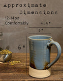 Handmade Stoneware Tall Mug | Riverdrift Blue | Rustic Ceramic Coffee Cup | Wheel Thrown | Artisan Coffee Mug