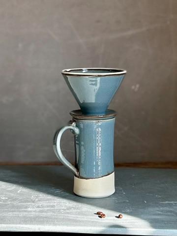 Handmade Stoneware Tall Mug | Riverdrift Blue | Rustic Ceramic Coffee Cup | Wheel Thrown | Artisan Coffee Mug