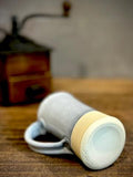 Handmade Stoneware Tall Mug | Linen Gray | Rustic Ceramic Coffee Cup | Wheel Thrown | Artisan Coffee Mug