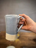 Handmade Stoneware Tall Mug | Linen Gray | Rustic Ceramic Coffee Cup | Wheel Thrown | Artisan Coffee Mug