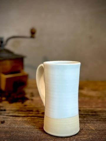 White Dove Handmade Ceramic Mug | Tall Stoneware Coffee mug | Wheel Thrown Pottery | Artisan Coffee Cup