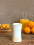 Handmade Ceramic Tumbler | White Dove Tall Stoneware Drinking Glass | Artisan Pottery Cup