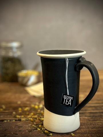 Handmade Ceramic Tall Mug with Multi-Use Lid SET | Blackstone | Pottery Coffee Cup | Wheel Thrown