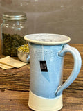 Handmade Ceramic Tall Mug with Multi-Use Lid Set | Linen Gray | Pottery Coffee Cup | Wheel Thrown