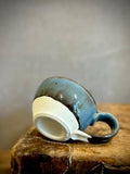 Handmade Stoneware Cappuccino Cup | Wheel-Thrown Riverdrift Ceramic Mug | Artisan Pottery | Rustic Coffee Cup | 10–12 oz