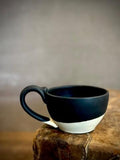 Handmade Stoneware Cappuccino Cup | Wheel-Thrown Blackstone Ceramic Mug | Artisan Pottery | Rustic Coffee Cup | 10–12 oz