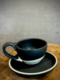 Handmade Stoneware Cappuccino Cup | Wheel-Thrown Blackstone Ceramic Mug | Artisan Pottery | Rustic Coffee Cup | 10–12 oz