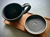 Handmade Stoneware Cappuccino Cup | Wheel-Thrown Blackstone Ceramic Mug | Artisan Pottery | Rustic Coffee Cup | 10–12 oz