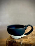 Handmade Stoneware Cappuccino Cup | Wheel-Thrown Blackstone Ceramic Mug | Artisan Pottery | Rustic Coffee Cup | 10–12 oz