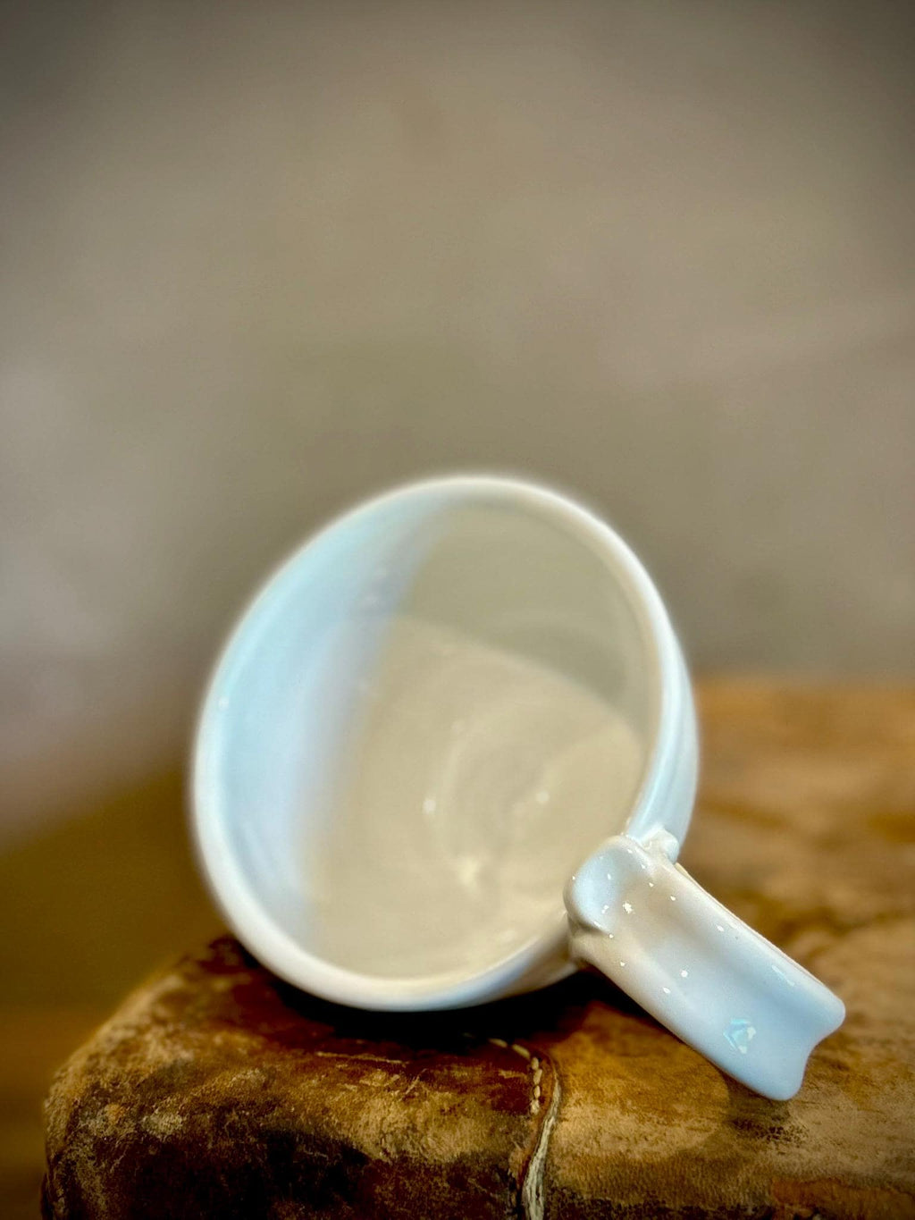 Handmade Stoneware Cappuccino Cup | Wheel-Thrown White Dove Ceramic Mug | Artisan Pottery | Rustic Coffee Cup | 10–12 oz