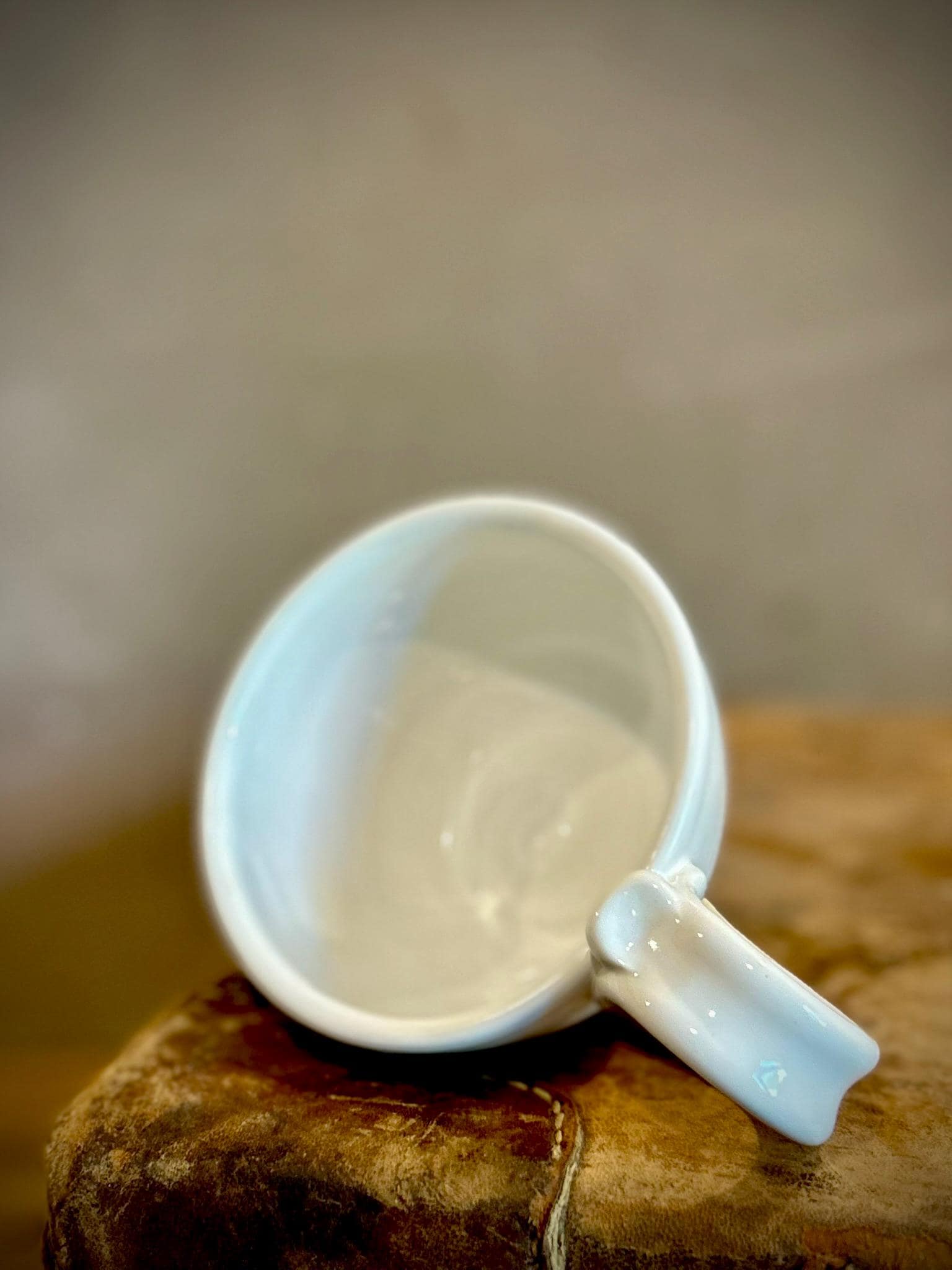 Handmade Stoneware Cappuccino Cup | Wheel-Thrown White Dove Ceramic Mug | Artisan Pottery | Rustic Coffee Cup | 10–12 oz