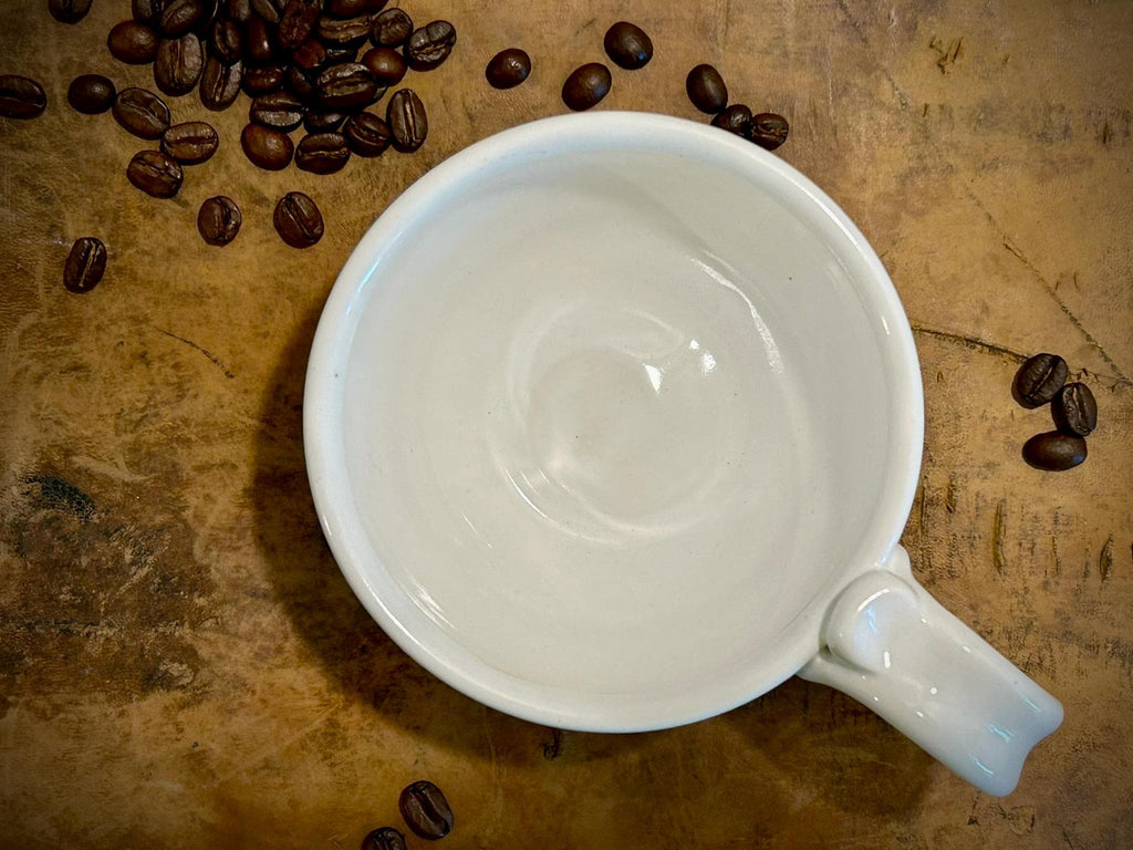 Handmade Stoneware Cappuccino Cup | Wheel-Thrown White Dove Ceramic Mug | Artisan Pottery | Rustic Coffee Cup | 10–12 oz