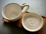 Handmade Stoneware Cappuccino Cup | Wheel-Thrown White Dove Ceramic Mug | Artisan Pottery | Rustic Coffee Cup | 10–12 oz