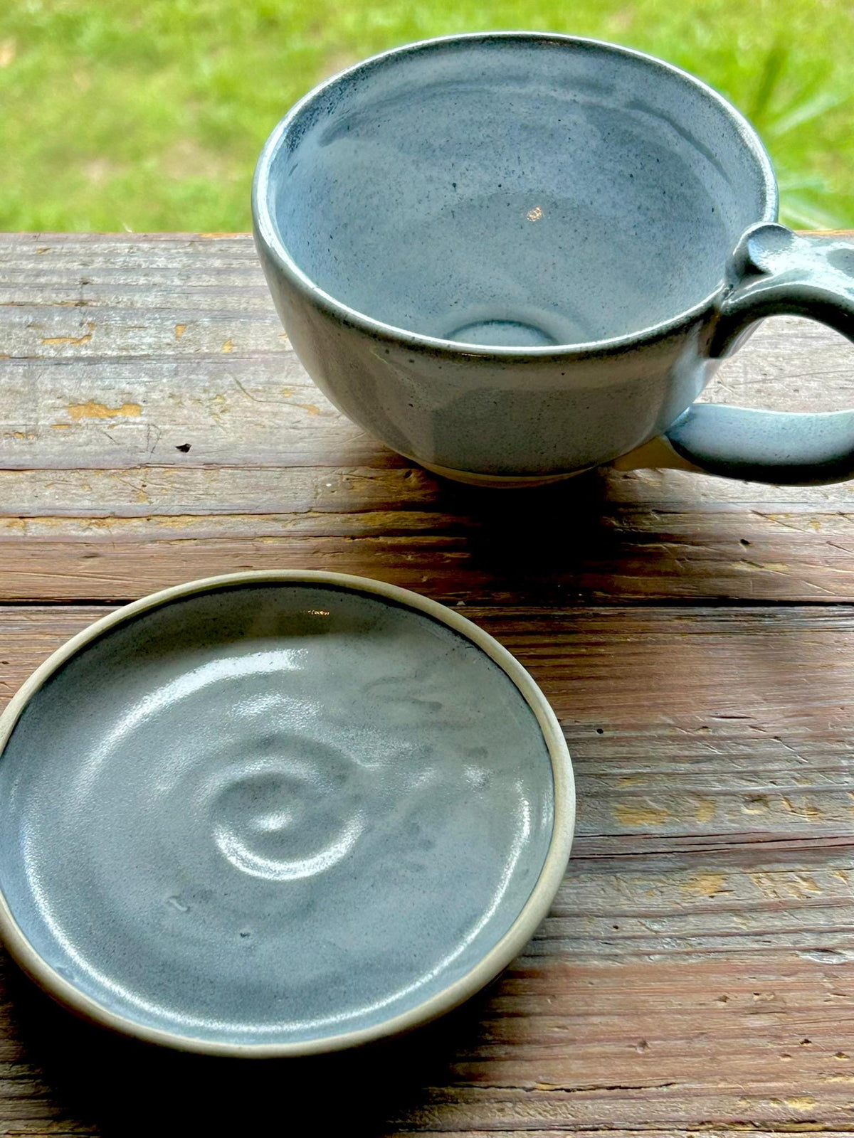 Handmade Stoneware Cappuccino Cup | Wheel-Thrown Linen Gray Ceramic Mug | Artisan Pottery | Rustic Coffee Cup | 10–12 oz