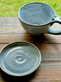 Handmade Stoneware Cappuccino Cup | Wheel-Thrown Linen Gray Ceramic Mug | Artisan Pottery | Rustic Coffee Cup | 10–12 oz